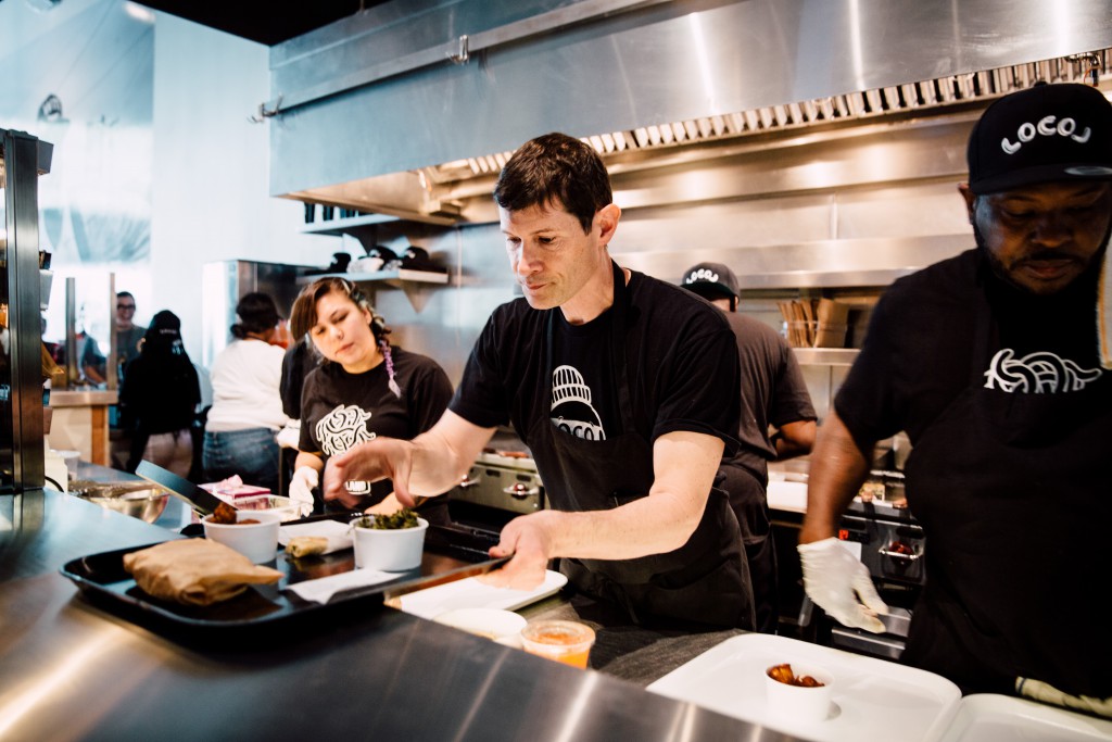 Daniel Patterson in the kitchen of Oakland's first LocoL. Photo by Audrey Ma.
