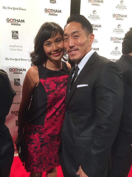 Documentary filmmaker Tadashi Nakamura with fiance Cindy Sangalang at the Gotham Independent Film Awards, where Nakamura took home the Audience Award in November, 2013. Photo courtesy of Tadashi Nakamura.