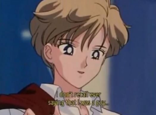 Sailor Uranus clarifies in one episode that she is a woman. "I don't recall ever saying that I was a guy."