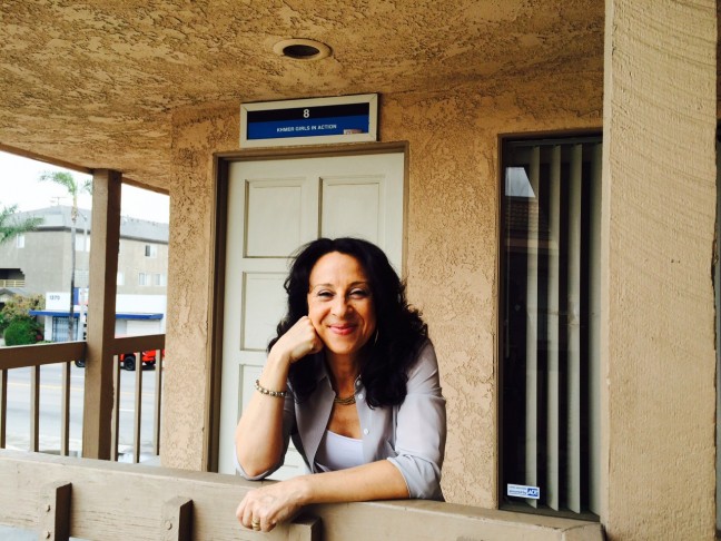 Maria Hinojosa, host and producer of "America By The Numbers" on a production shoot in Long Beach, CA. The series airs on PBS and World Channel in October.