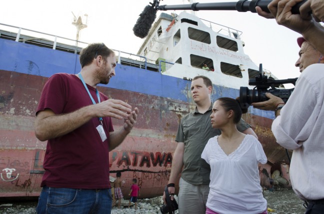 Shortly after Typhoon Haiyan devastated the Philippines in November 2013, Filipina American disability activist Jessica Cox visited the disaster zone. Photo credit: Courtesy of Molly Feltner via Rightfootedmovie.com