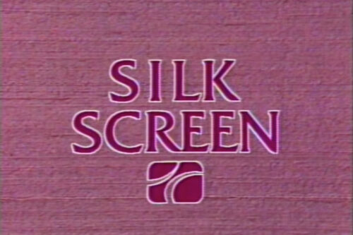 pink logo with red text Silk Screen