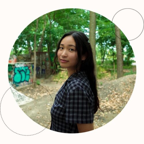 East Asian woman with long black hair